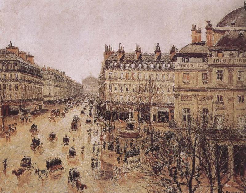 Camille Pissarro rain in the French Theater Square Germany oil painting art
